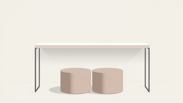 Console Table With Ottomans Underneath