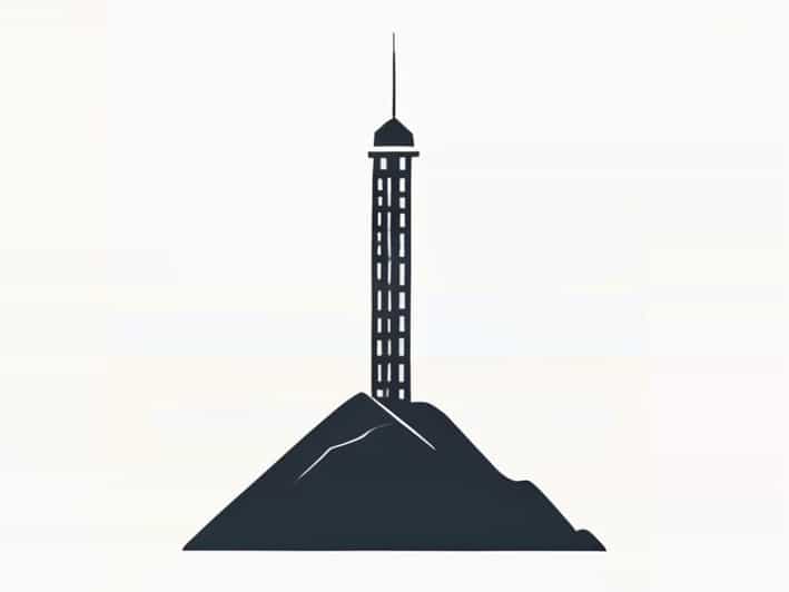 A Vertical Tower Stands On A Declivity