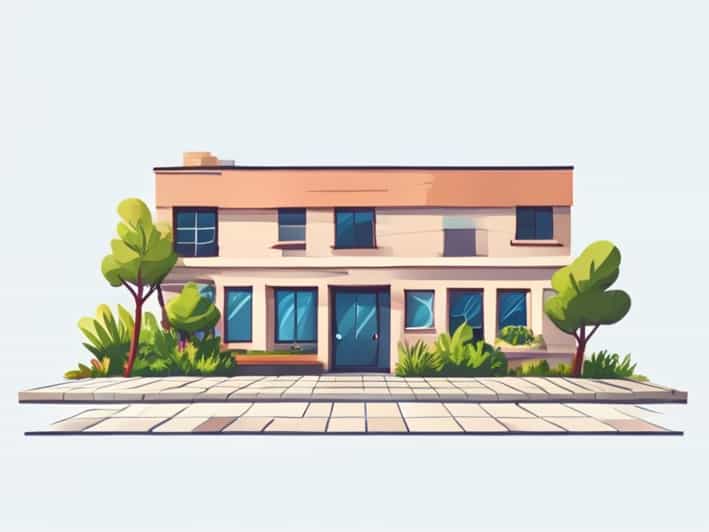 Paved Area Alongside A Building Dan Word