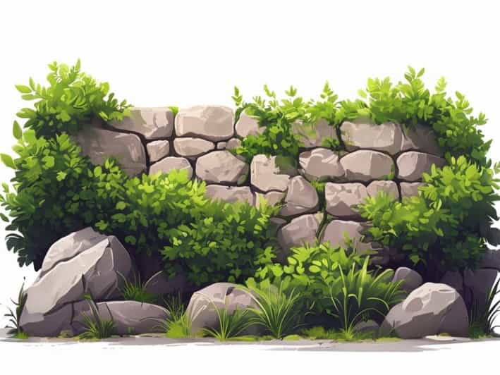Investigate The Shrubbery On The Stone Wall