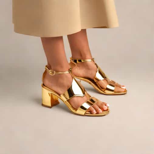Public Desire Flossy Heeled Sandals In Gold