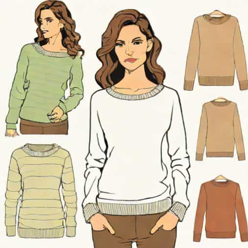 Round Neck Woolen Blouse Sweater For Ladies