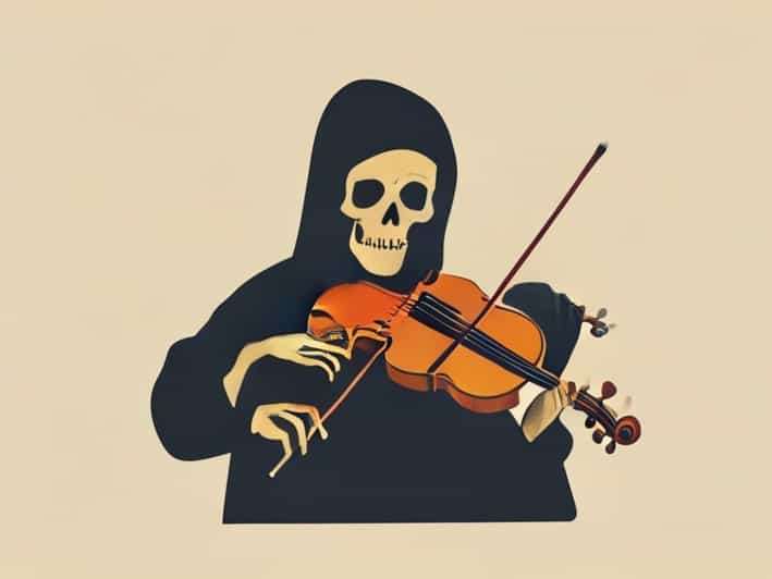 Self Portrait With Death Playing The Fiddle